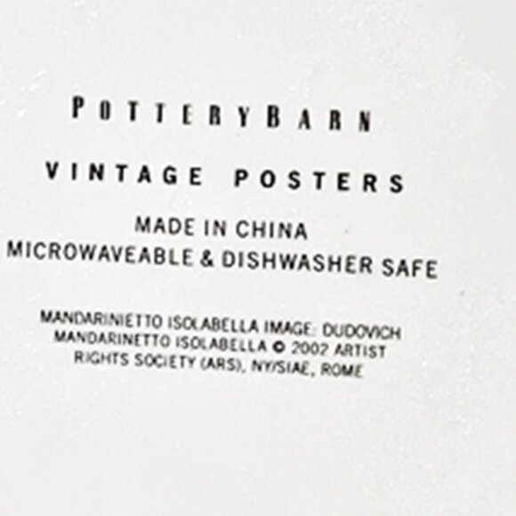 Pottery Barn  VINTAGE POSTERS Set of 4 Plates Canape Cocktail 8"  Appetizer - Picture 7 of 8